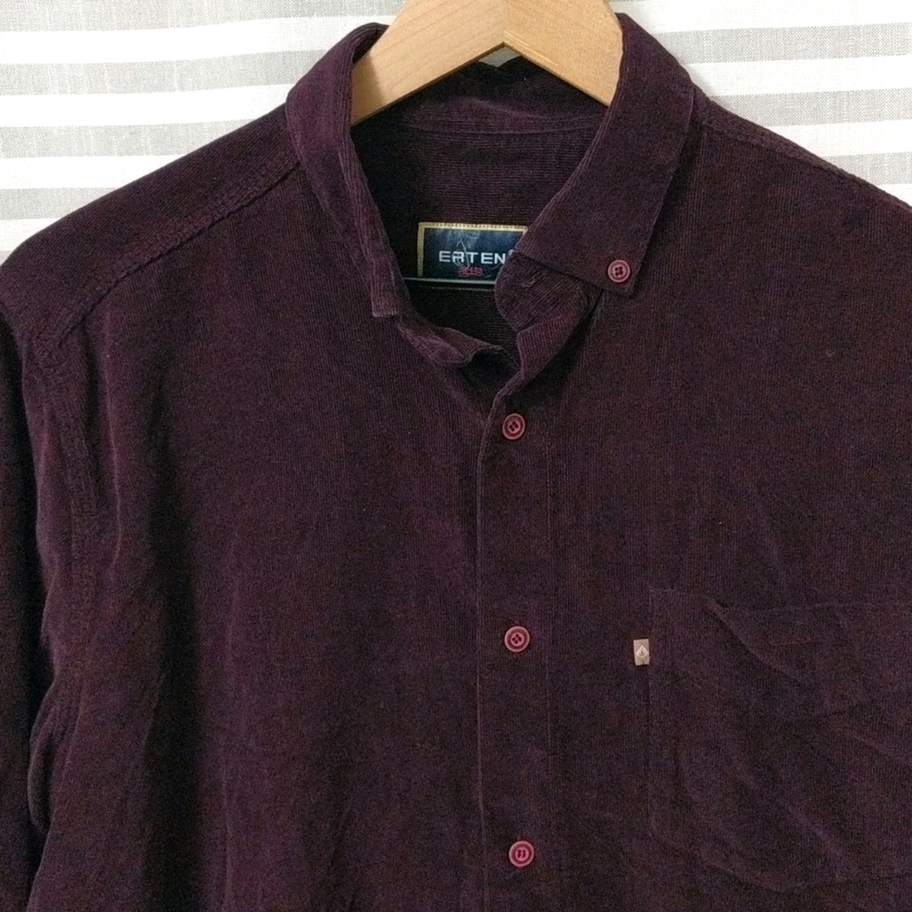 Burgundy Courduroy  Men's Shirt